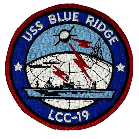 Vintage USS Blue Ridge LCC-19 Patch USN US Navy Ship Military Embroidered 5" - Picture 1 of 3